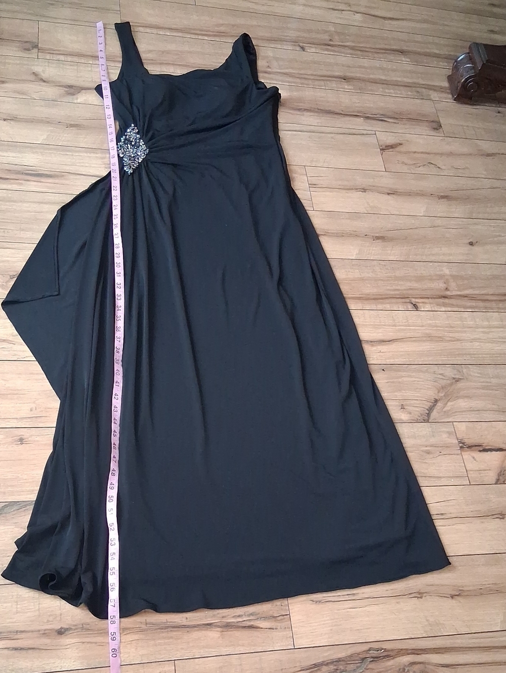 Women's Black Embellished Floor-Length Evening Gown By Cachet  Size 14 - Picture 14 of 15